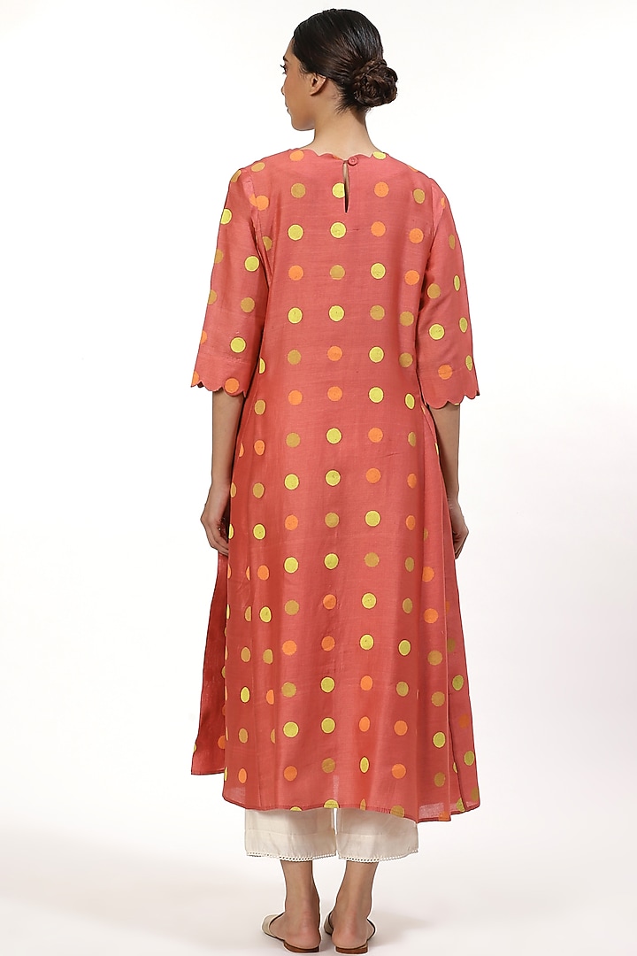Rose Pink Kalidar Tunic With Dots by Abraham & Thakore at Pernia's Pop Up Shop