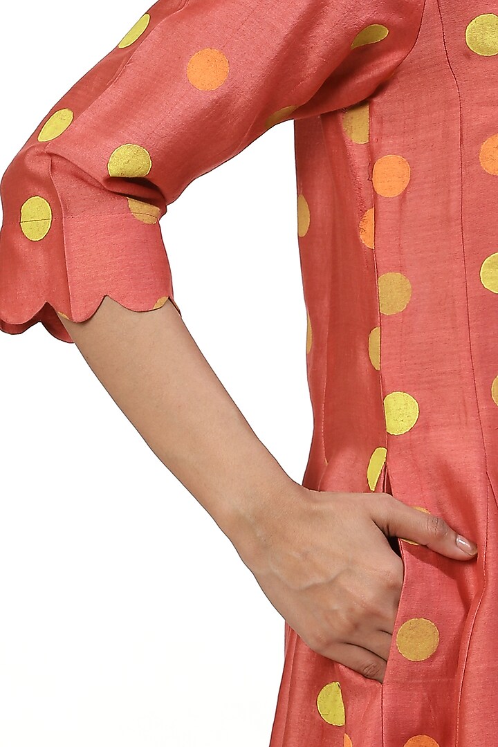 Rose Pink Kalidar Tunic With Dots by Abraham & Thakore at Pernia's Pop Up Shop