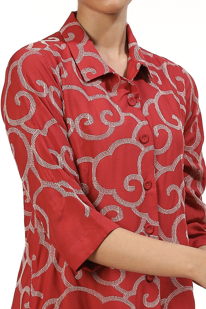 Rose Embroidered Shirt by Abraham & Thakore at Pernia's Pop Up Shop