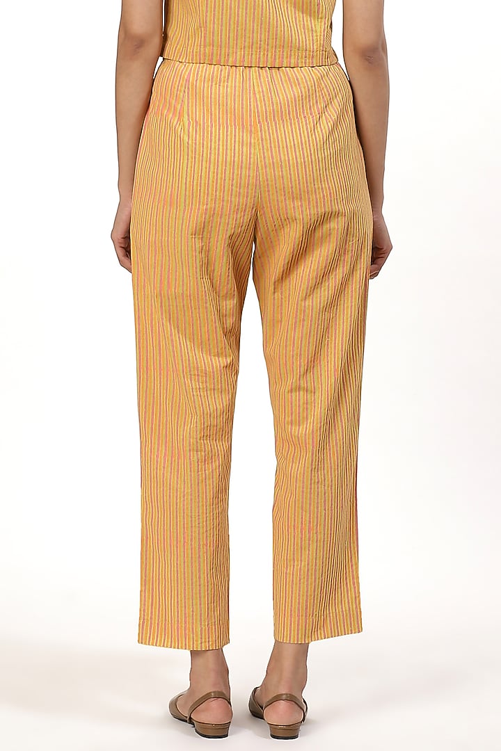 Lime Block Printed Cropped Pants by Abraham & Thakore at Pernia's Pop Up Shop