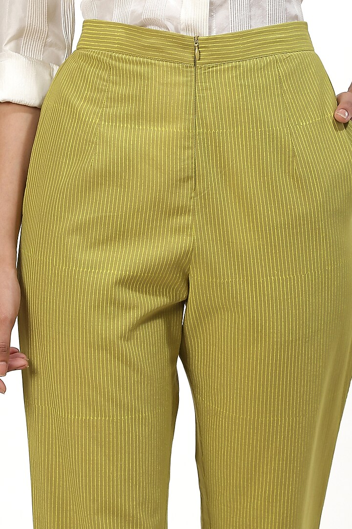 Amla & Lime Hand Block Printed Pants by Abraham & Thakore at Pernia's Pop Up Shop