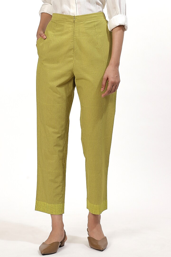 Amla & Lime Hand Block Printed Pants by Abraham & Thakore at Pernia's Pop Up Shop