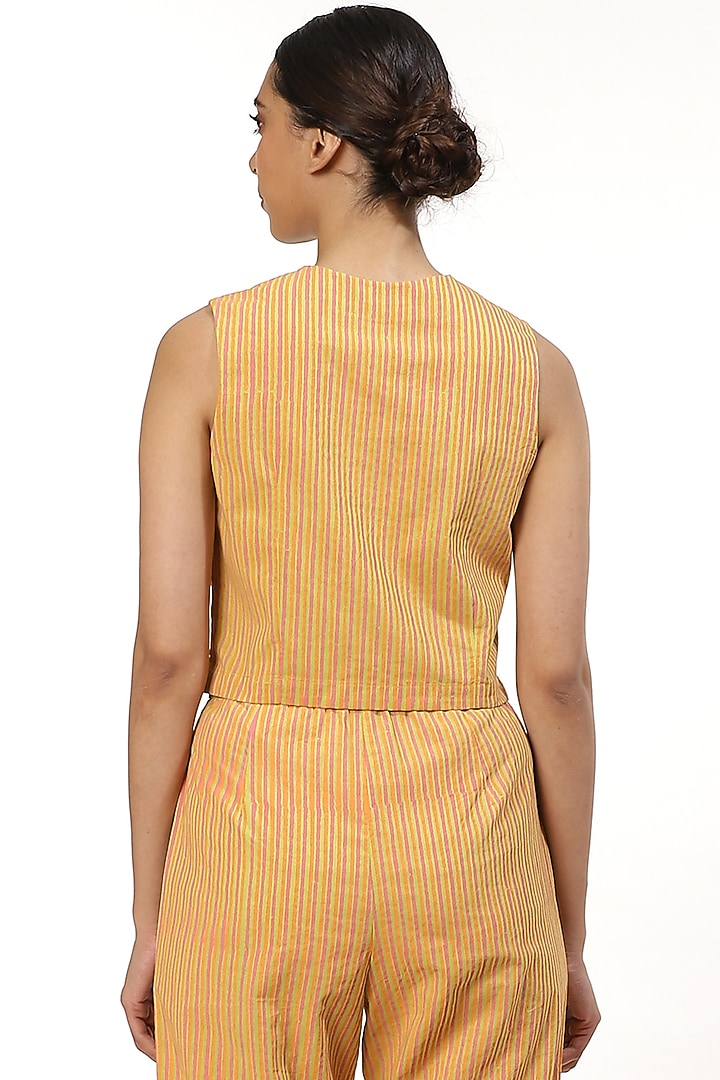Orange Hand Block Printed Blouse by Abraham & Thakore at Pernia's Pop Up Shop