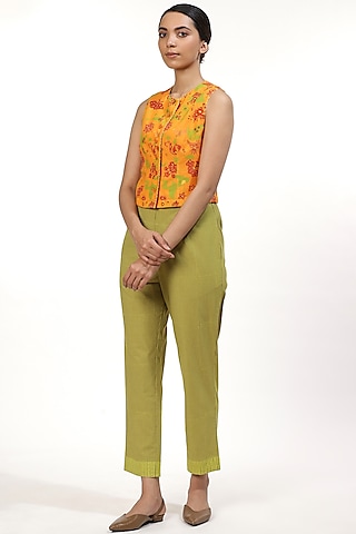 Orange Printed Blouse by Abraham & Thakore