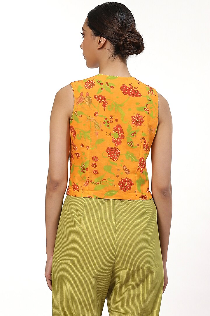 Orange Printed Blouse by Abraham & Thakore at Pernia's Pop Up Shop