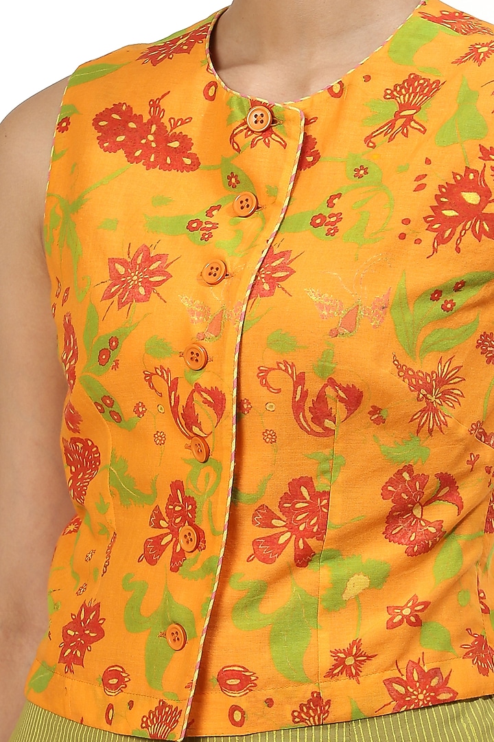 Orange Printed Blouse by Abraham & Thakore at Pernia's Pop Up Shop