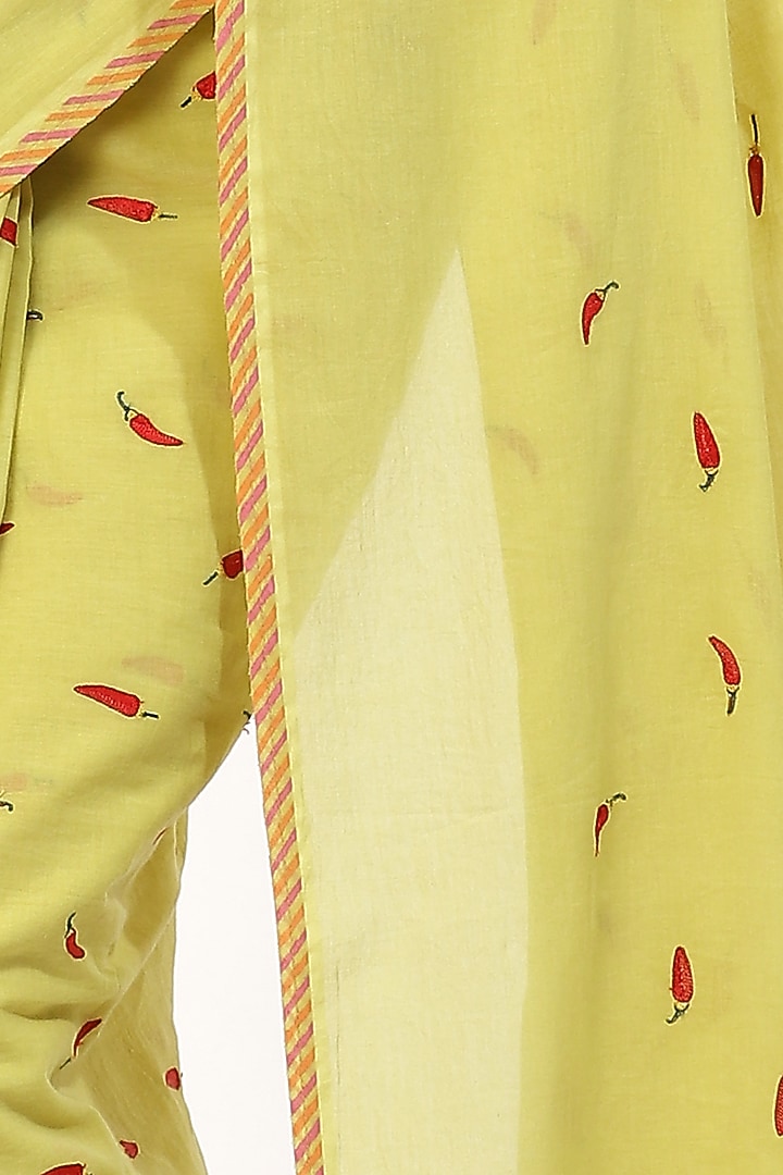 Lime Embroidered Festive Saree by Abraham & Thakore at Pernia's Pop Up Shop