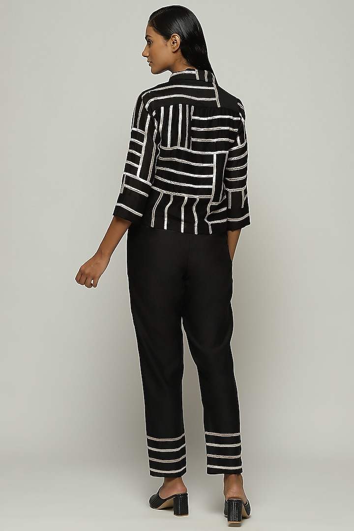 Black Chanderi Shirt by Abraham & Thakore at Pernia's Pop Up Shop