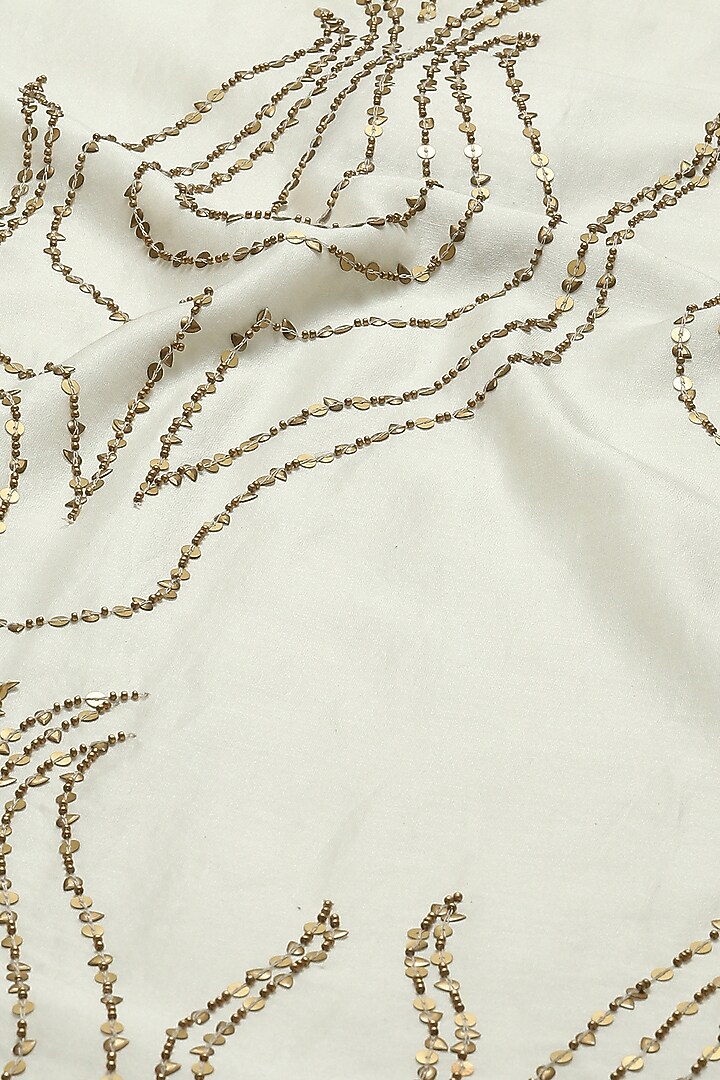 Ivory Chanderi Hand Adda & Sequins Embroidered Vacation Dress by Abraham & Thakore at Pernia's Pop Up Shop