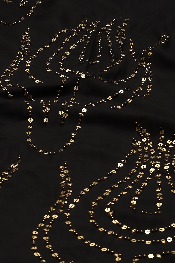 Black Crepe De Chine Hand Adda & Sequins Embroidered Kaftan by Abraham & Thakore at Pernia's Pop Up Shop