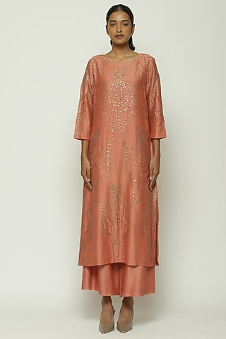 Redwood Chanderi Sequins Embroidered Kurta by Abraham & Thakore