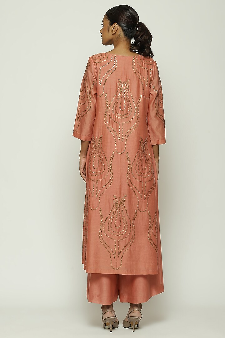 Redwood Chanderi Sequins Embroidered Kurta by Abraham & Thakore at Pernia's Pop Up Shop