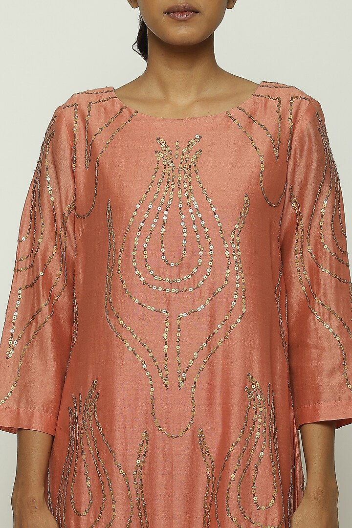 Redwood Chanderi Sequins Embroidered Kurta by Abraham & Thakore at Pernia's Pop Up Shop