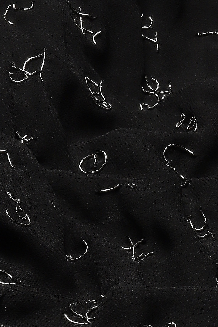 Black Silk Organza Hand Embroidered Shirt by Abraham & Thakore at Pernia's Pop Up Shop