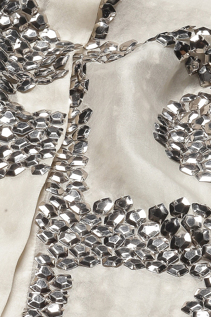 Ivory Silk Organza Sequins Embroidered Shirt by Abraham & Thakore at Pernia's Pop Up Shop