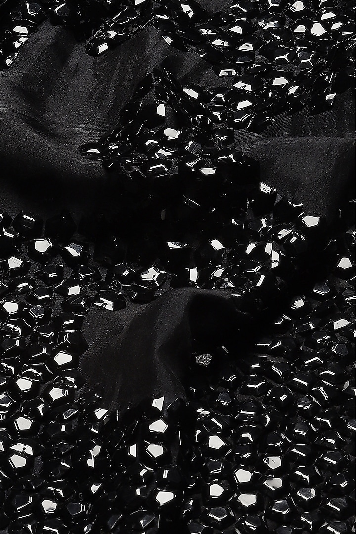 Black Silk Organza Sequins Embroidered Shirt by Abraham & Thakore at Pernia's Pop Up Shop
