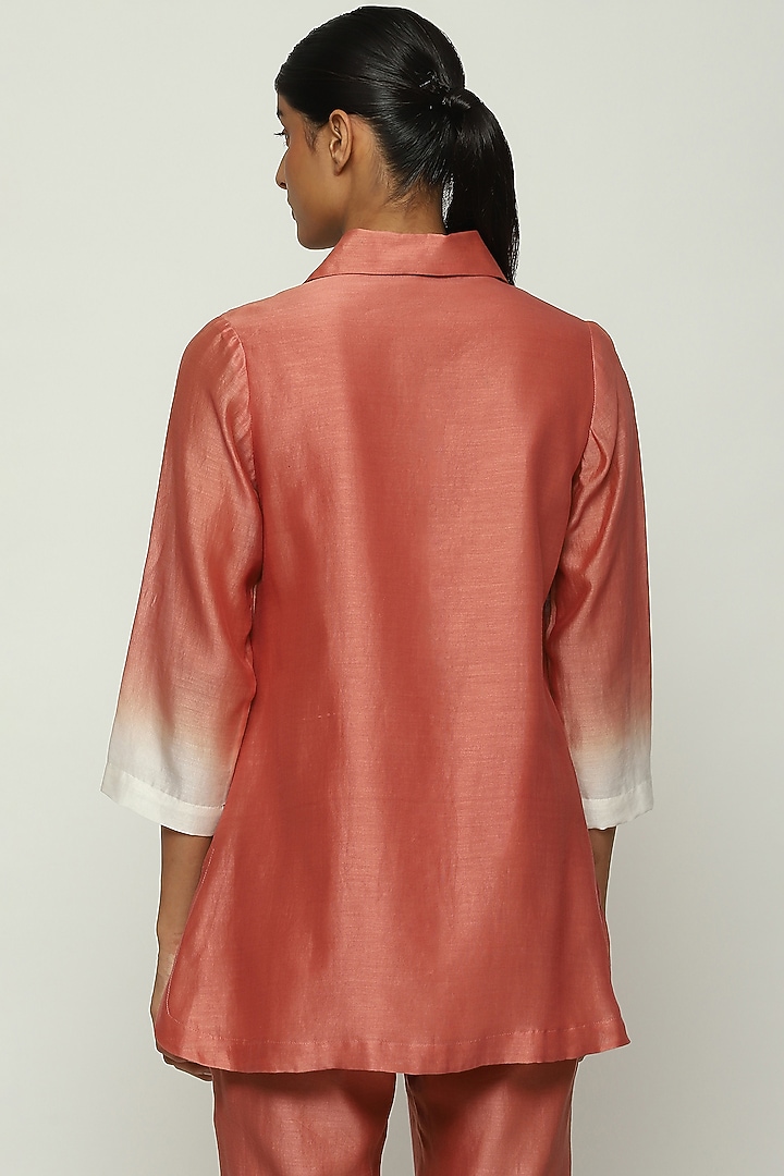 Redwood & Ivory Ombre Cotton Shirt by Abraham & Thakore at Pernia's Pop Up Shop