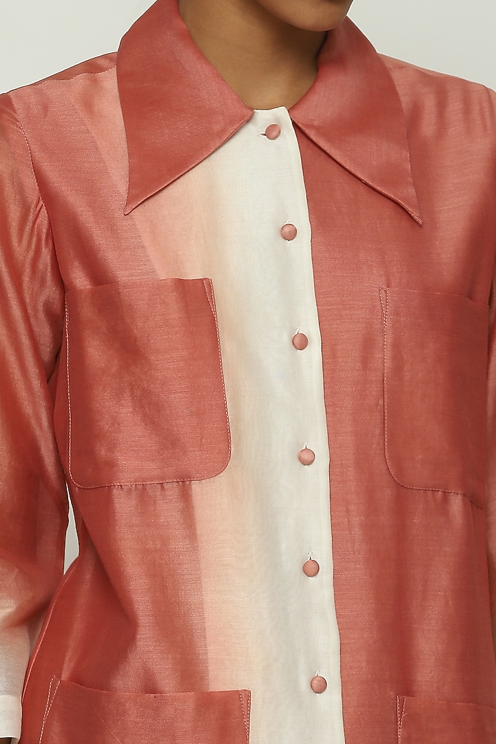Redwood & Ivory Ombre Cotton Shirt by Abraham & Thakore at Pernia's Pop Up Shop