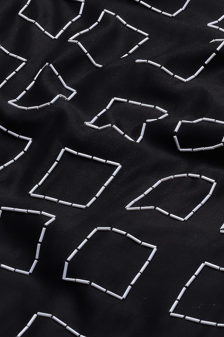 Black Chanderi Hand Embroidered Top by Abraham & Thakore at Pernia's Pop Up Shop