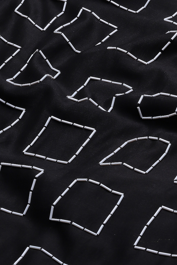Black Chanderi Hand Embroidered Pants by Abraham & Thakore at Pernia's Pop Up Shop