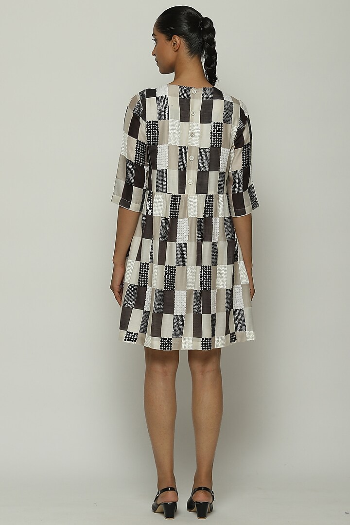 Multi-Colored Chanderi Printed & Embroidered Mini Vacation Dress by Abraham & Thakore at Pernia's Pop Up Shop