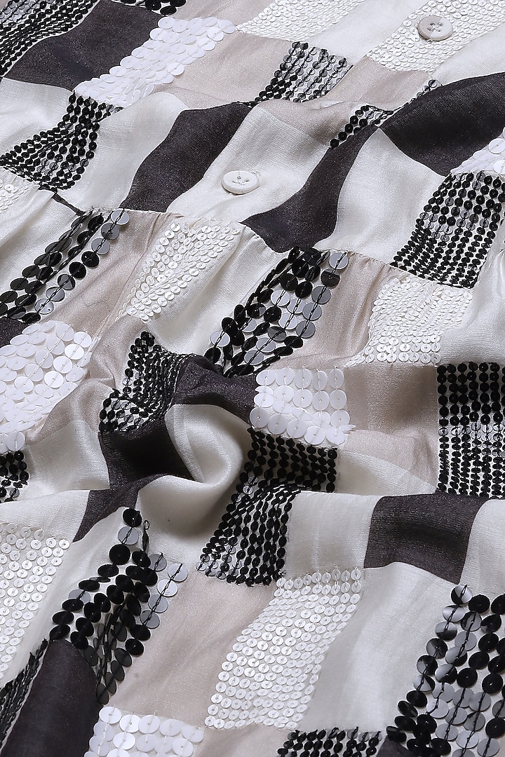 Multi-Colored Chanderi Printed & Embroidered Mini Vacation Dress by Abraham & Thakore at Pernia's Pop Up Shop