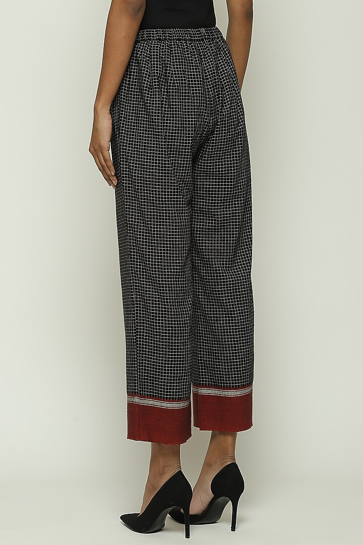 Black Cotton Handwoven Trousers by Abraham & Thakore at Pernia's Pop Up Shop