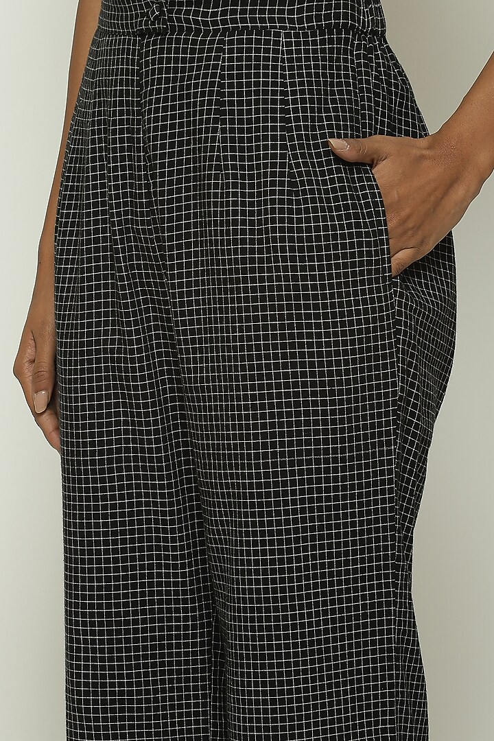 Black Cotton Handwoven Trousers by Abraham & Thakore at Pernia's Pop Up Shop
