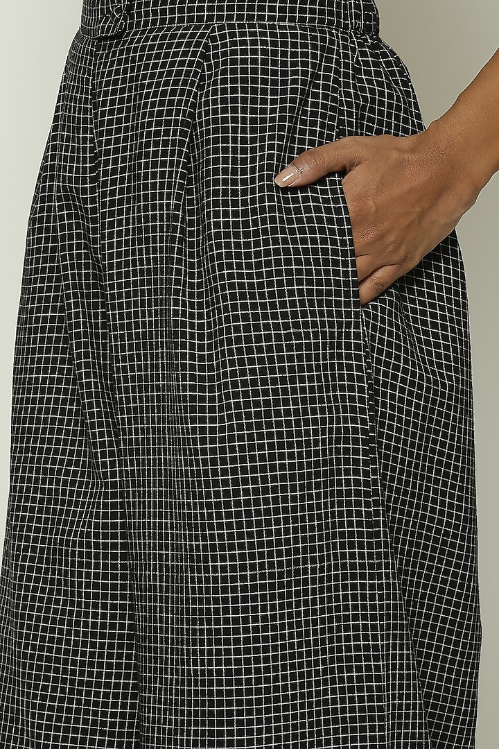 Black Cotton Handwoven Palazzo Pants by Abraham & Thakore at Pernia's Pop Up Shop