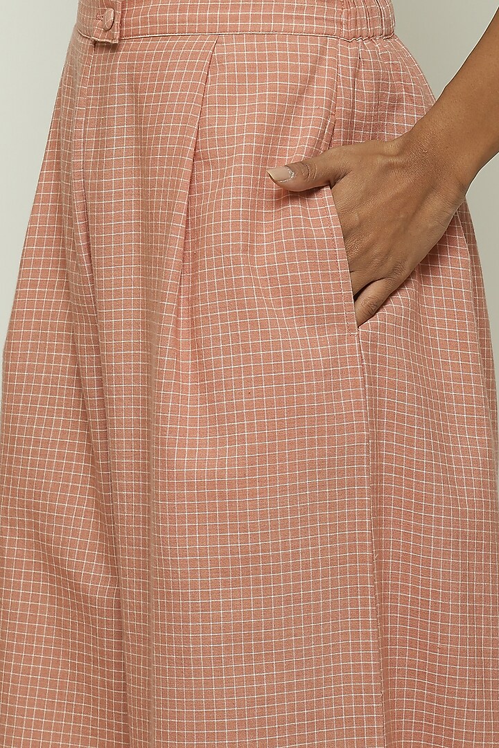 Pink Cotton Beads Hand Embroidered Handwoven Trousers by Abraham & Thakore at Pernia's Pop Up Shop