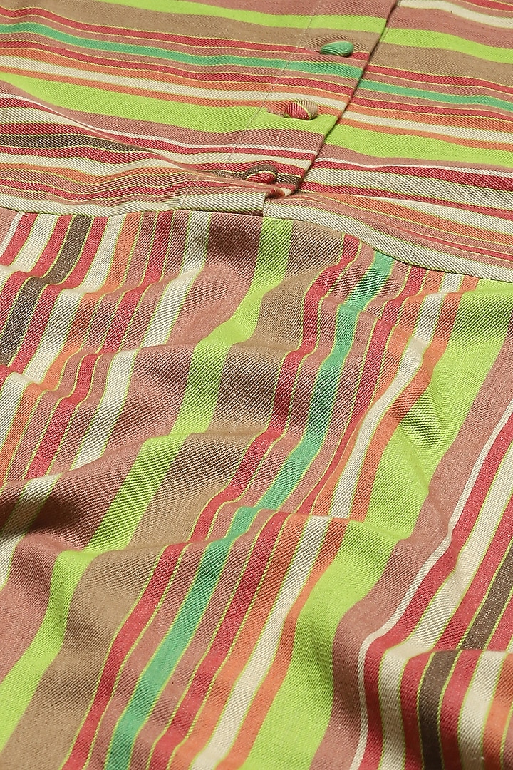 Multi-Colored Cotton Striped Knee-Length Summer Dress by Abraham & Thakore at Pernia's Pop Up Shop