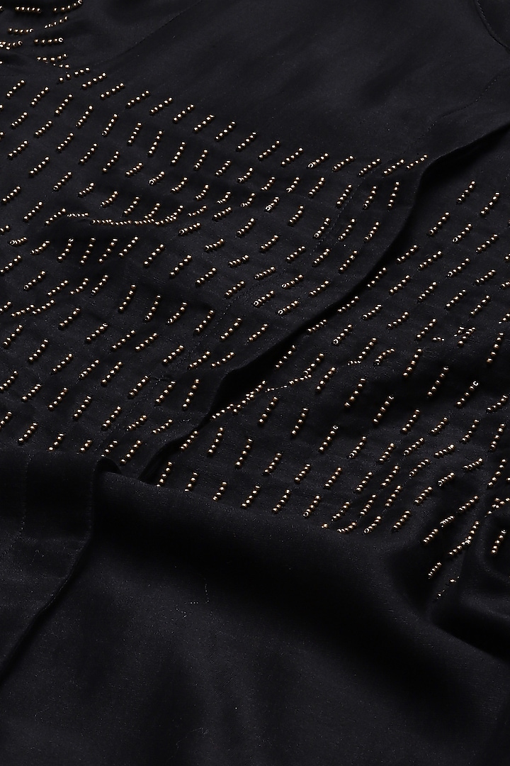 Black Chanderi Embroidered Shirt by Abraham & Thakore at Pernia's Pop Up Shop