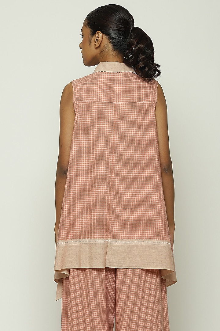 Redwood Cotton Embroidered Handwoven Top by Abraham & Thakore at Pernia's Pop Up Shop