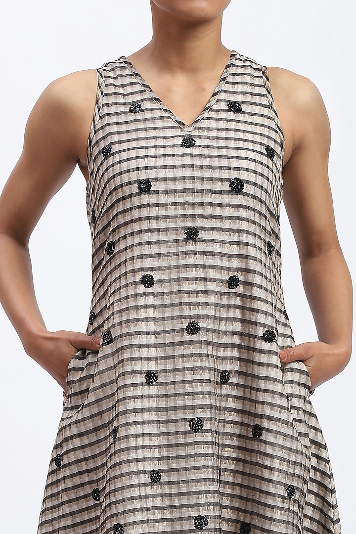 Multi-Colored Chanderi Thread Embellished Vacation Dress by Abraham & Thakore at Pernia's Pop Up Shop