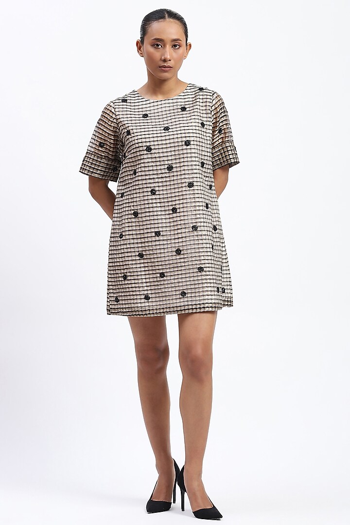 Multi-Colored Chanderi Thread Embellished Vacation Dress by Abraham & Thakore at Pernia's Pop Up Shop