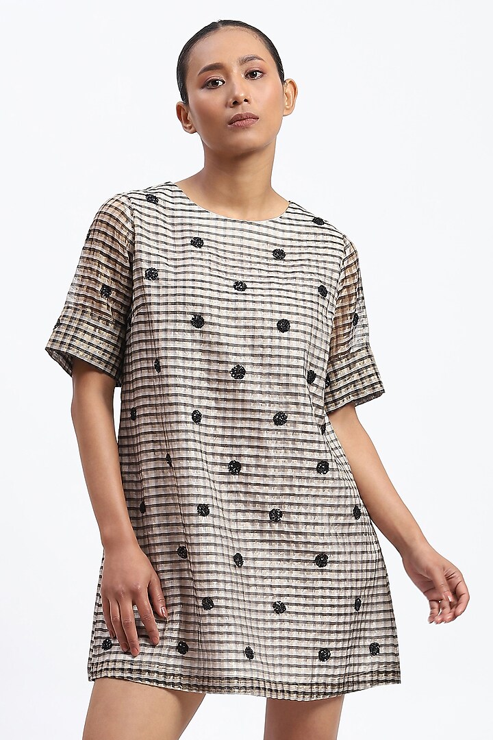 Multi-Colored Chanderi Thread Embellished Vacation Dress by Abraham & Thakore at Pernia's Pop Up Shop