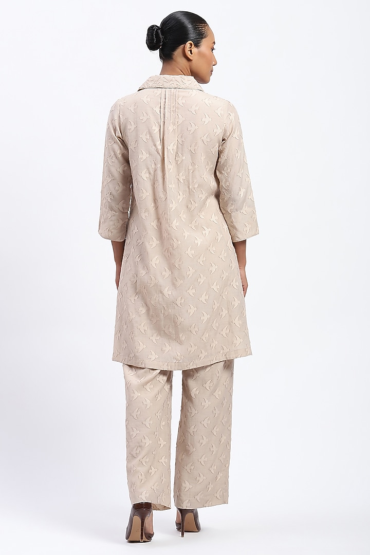 Khaki Chanderi Vacation Dress by Abraham & Thakore at Pernia's Pop Up Shop