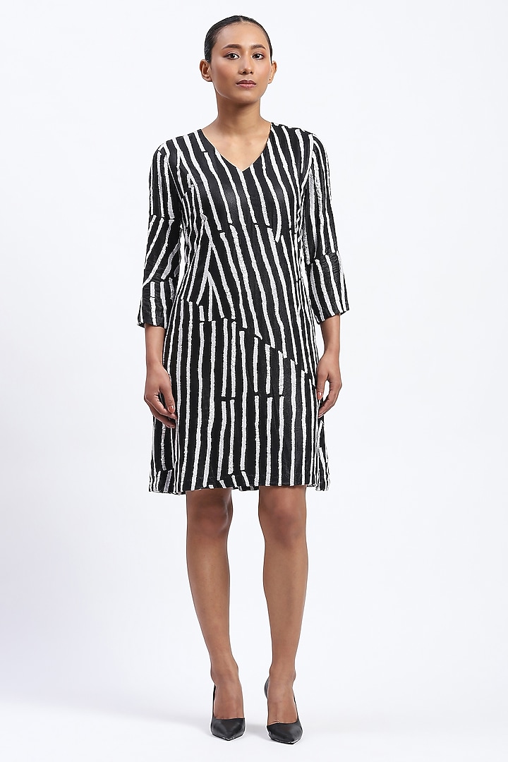 Black Georgette Embroidered Cocktail Dress by Abraham & Thakore at Pernia's Pop Up Shop