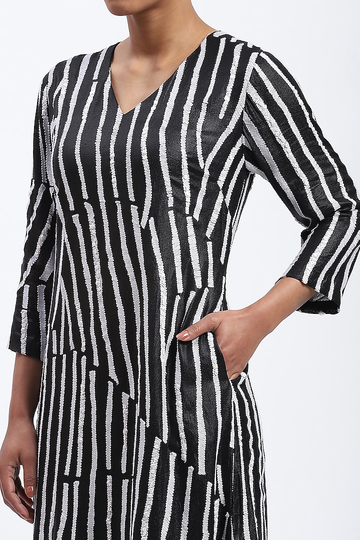 Black Georgette Embroidered Cocktail Dress by Abraham & Thakore at Pernia's Pop Up Shop