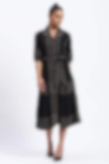 Black Crepe Stitch Vacation Dress by Abraham & Thakore at Pernia's Pop Up Shop