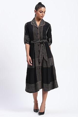 Black Crepe Stitch Dress by Abraham & Thakore