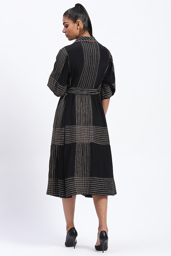 Black Crepe Stitch Vacation Dress by Abraham & Thakore at Pernia's Pop Up Shop