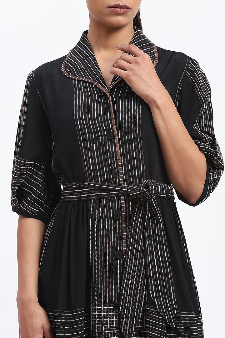 Black Crepe Stitch Vacation Dress by Abraham & Thakore at Pernia's Pop Up Shop
