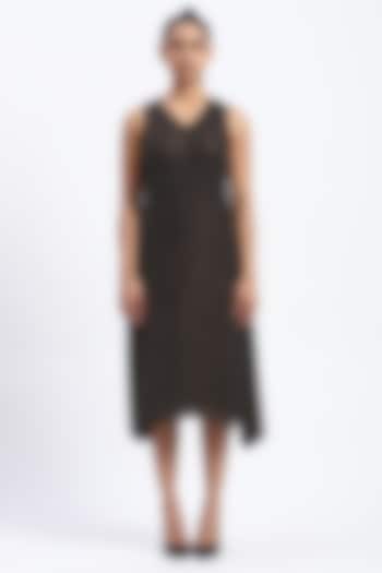 Metallic Gold Georgette Printed & Embellished Cocktail Dress by Abraham & Thakore at Pernia's Pop Up Shop