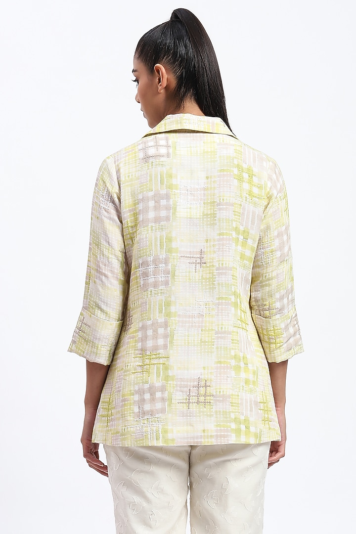 Multi-Colored Linen Blend Printed Shirt by Abraham & Thakore at Pernia's Pop Up Shop