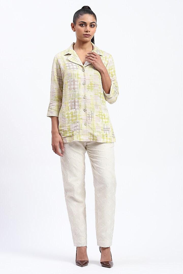 Multi-Colored Linen Blend Printed Shirt by Abraham & Thakore at Pernia's Pop Up Shop