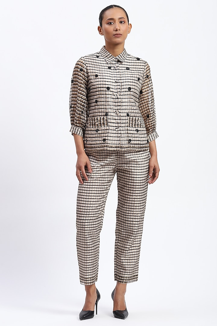 Multi-Colored Chanderi Hand Embellished Shirt by Abraham & Thakore at Pernia's Pop Up Shop