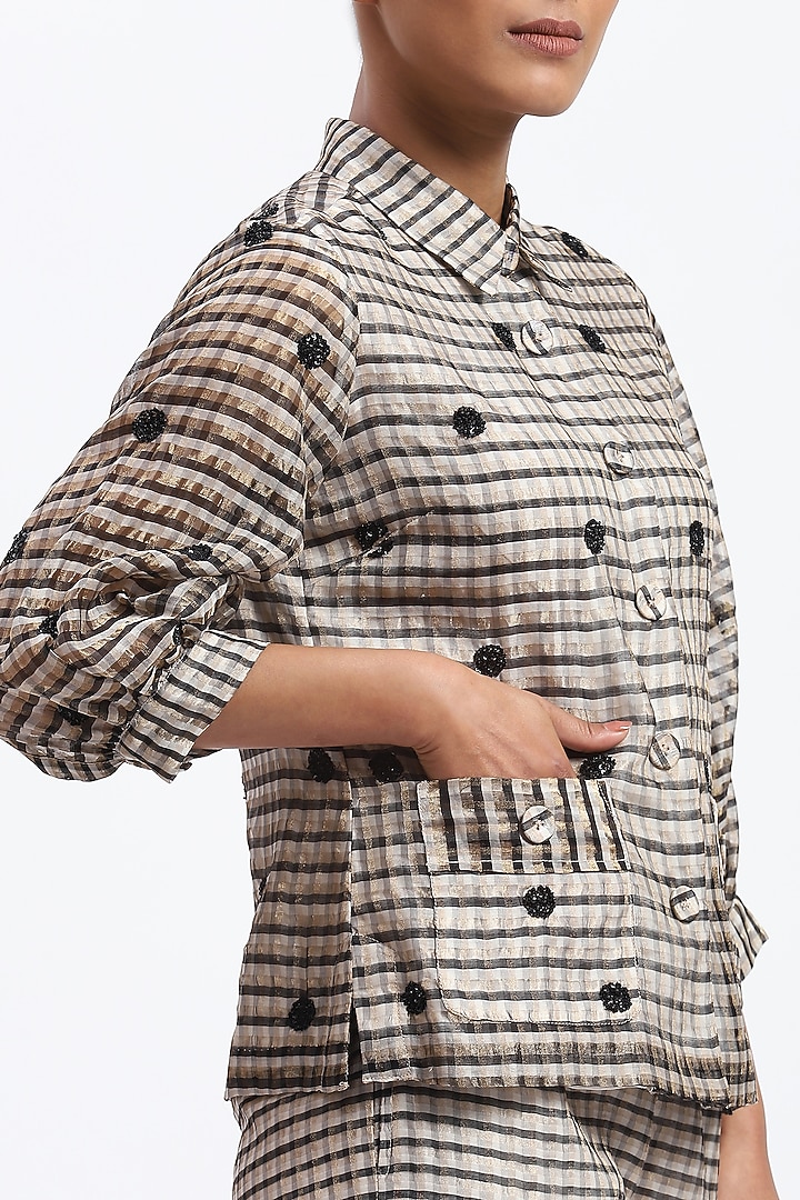 Multi-Colored Chanderi Hand Embellished Shirt by Abraham & Thakore at Pernia's Pop Up Shop