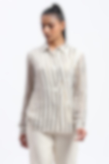 White Georgette Sequins Embroidered Shirt by Abraham & Thakore at Pernia's Pop Up Shop