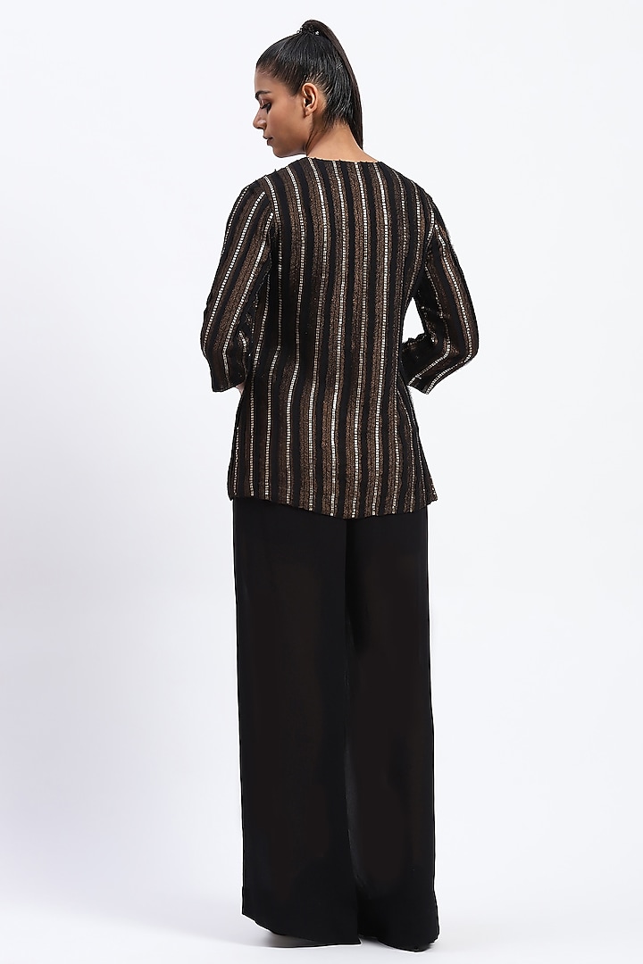 Gold Georgette Foil Work Shirt by Abraham & Thakore at Pernia's Pop Up Shop